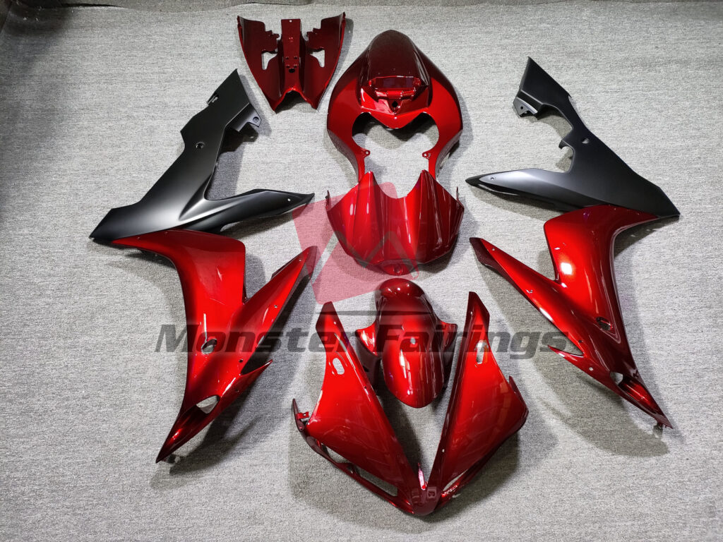 Yamaha R1 2004 - 2006 Candy Red Black ABS fairings - custom motorcycle bodywork kit by Monster Fairings