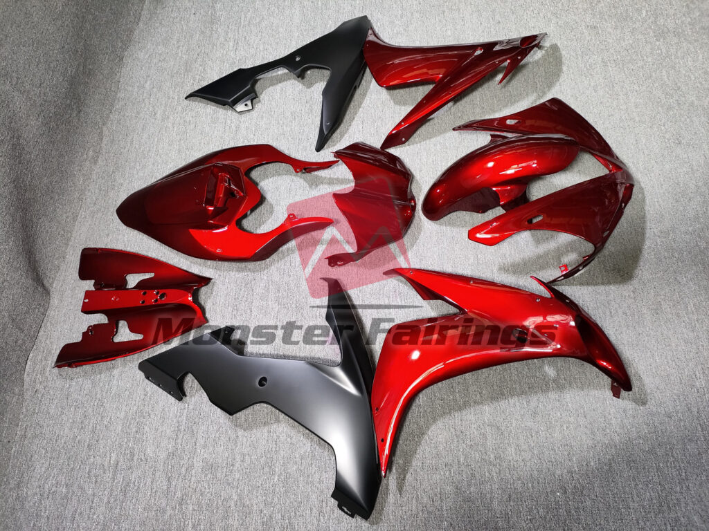 2004 - 2006 Yamaha R1 Candy Red Black fairing set - ABS injection, custom painted by Monster Fairings