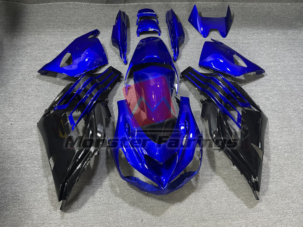 Kawasaki ZX14R 2012 - 2024 Gloss Blue Black ABS fairings - custom motorcycle bodywork kit by Monster Fairings