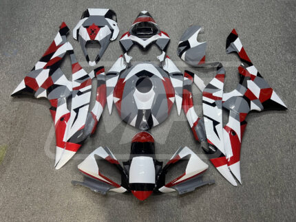 Yamaha R6 2008-2016 Gloss Nardo Gray with Red & White Camo ABS Fairings | Monster Fairings
