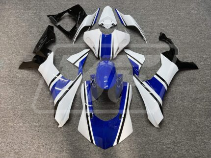 Yamaha R1 2015-2019 Gloss White & Blue with Black ABS Fairings | Monster Fairings