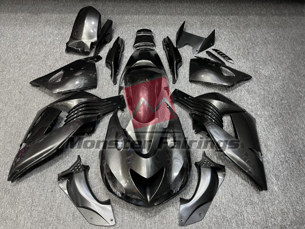 Kawasaki ZX14R 2006 - 2011 Gloss Graphite ABS fairings - custom motorcycle bodywork kit by Monster Fairings