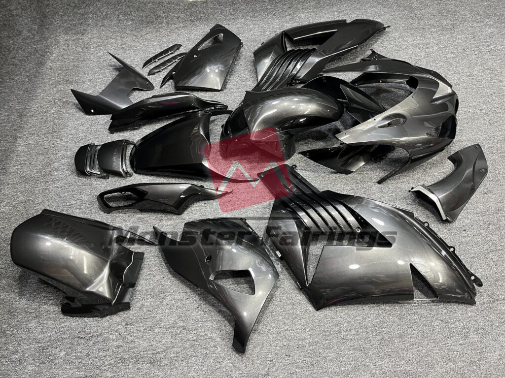 2006 - 2011 Kawasaki ZX14R Gloss Graphite fairing set - ABS injection, custom painted by Monster Fairings