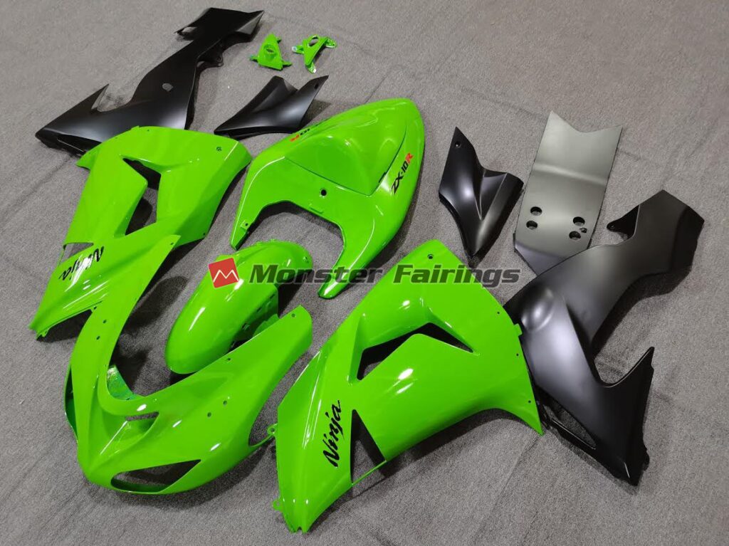 Kawasaki ZX10R custom ABS fairings 2006 - 2007 in Green - durable replacement kit, Monster Fairings