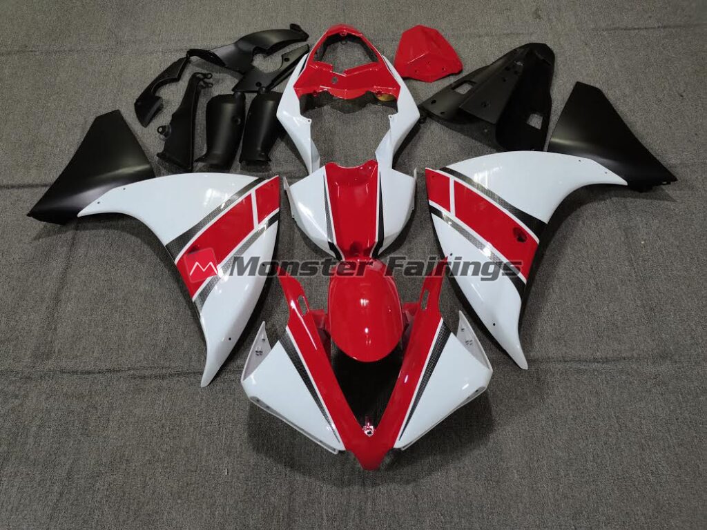Yamaha R1 2009 - 2011 Red White ABS fairings - custom motorcycle bodywork kit by Monster Fairings