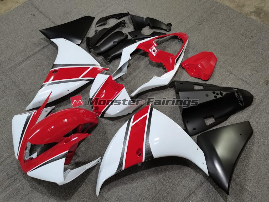 Yamaha R1 custom ABS fairings 2009 - 2011 in Red White - durable replacement kit, Monster Fairings