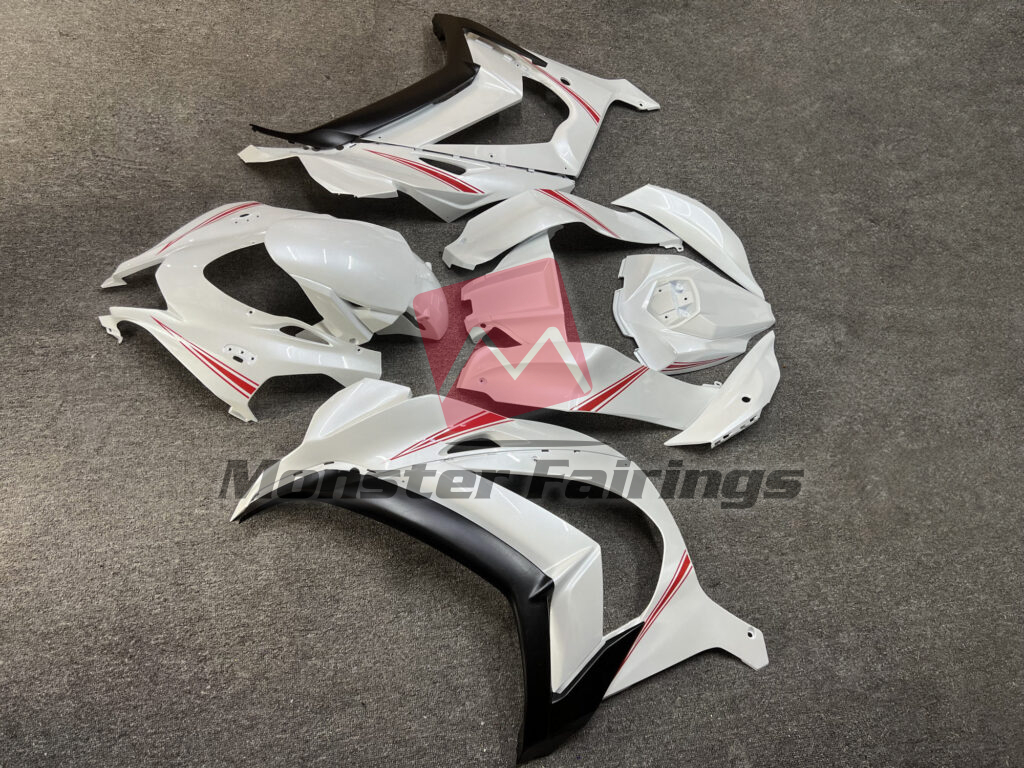 Kawasaki ZX10R custom ABS fairings 2016 - 2020 in Pearl White Red - durable replacement kit, Monster Fairings