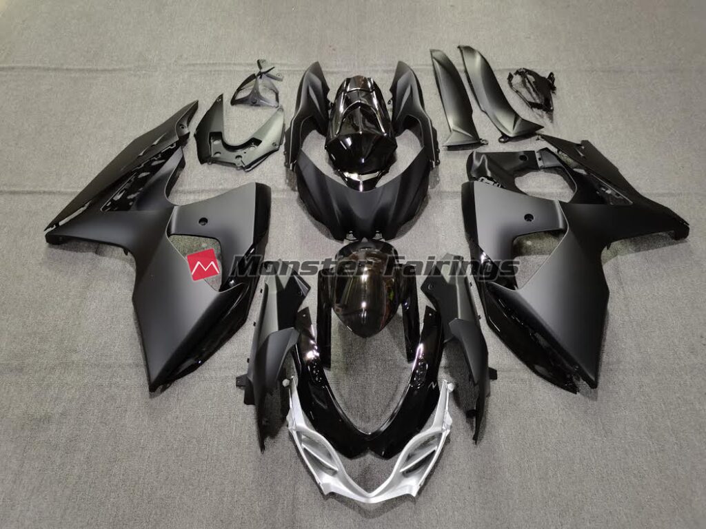 Suzuki GSXR 1000 2009 - 2016 Plain Matte and Gloss Black ABS fairings - custom motorcycle bodywork kit by Monster Fairings
