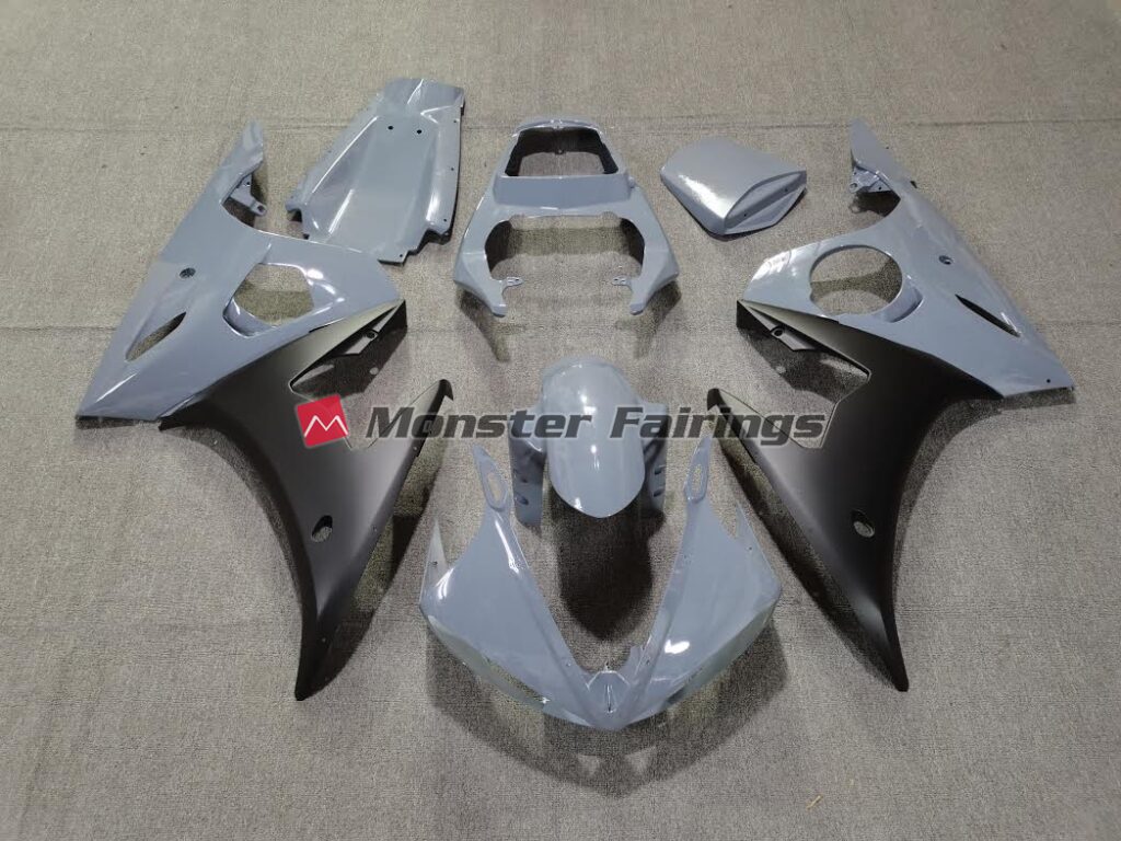 Yamaha R6 2005 Grey Matte Black ABS fairings - custom motorcycle bodywork kit by Monster Fairings