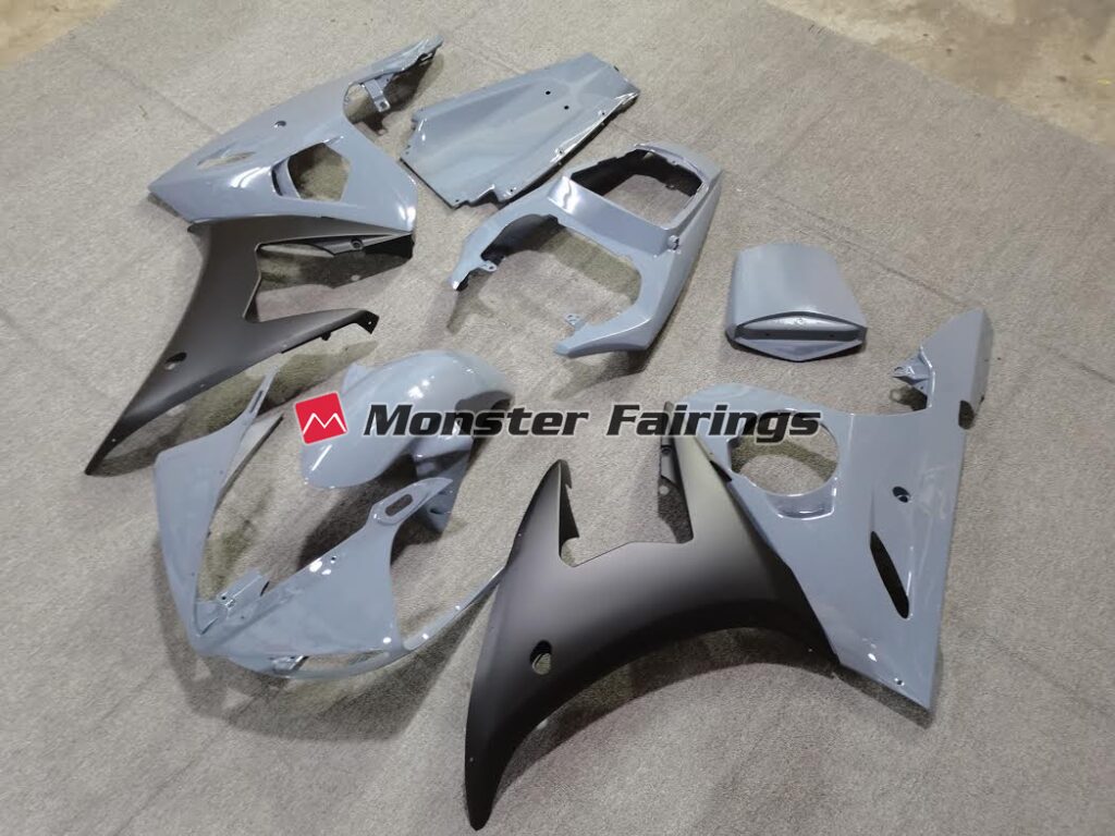 Yamaha R6 custom ABS fairings 2005 in Grey Matte Black - durable replacement kit, Monster Fairings