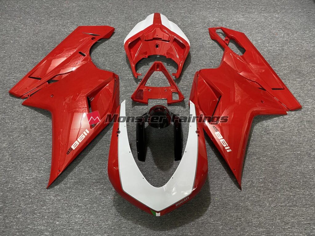 Ducati 848 1098 1198 2007 - 2012 Gloss Red SP ABS fairings - custom motorcycle bodywork kit by Monster Fairings