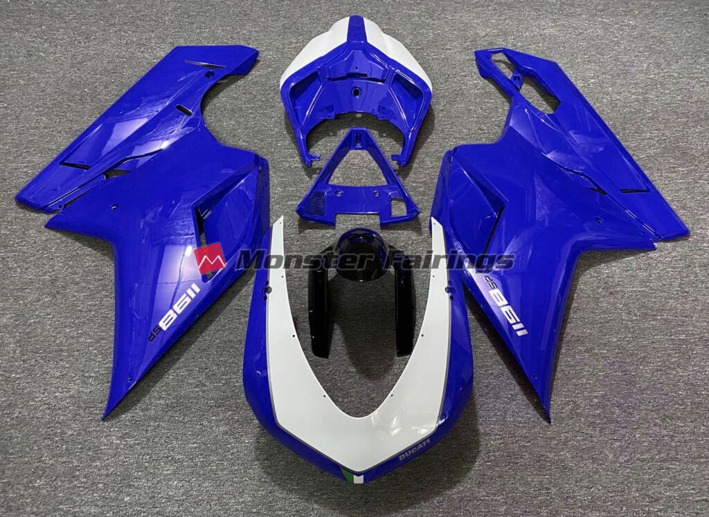 Ducati 848 1098 1198 2007 - 2012 Gloss Blue SP ABS fairings - custom motorcycle bodywork kit by Monster Fairings