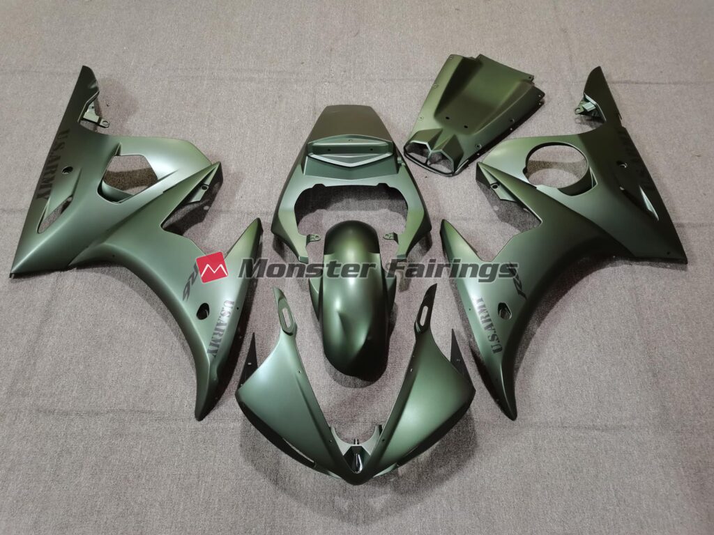 Yamaha R6 2003 - 2004 Army Green ABS fairings - custom motorcycle bodywork kit by Monster Fairings