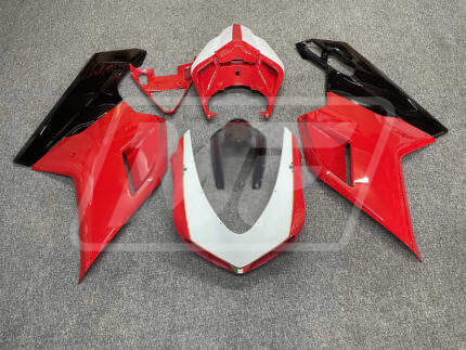 Ducati 848 1098 1198 2007-2012 Gloss Red & White with Black ABS Fairings | Monster Fairings