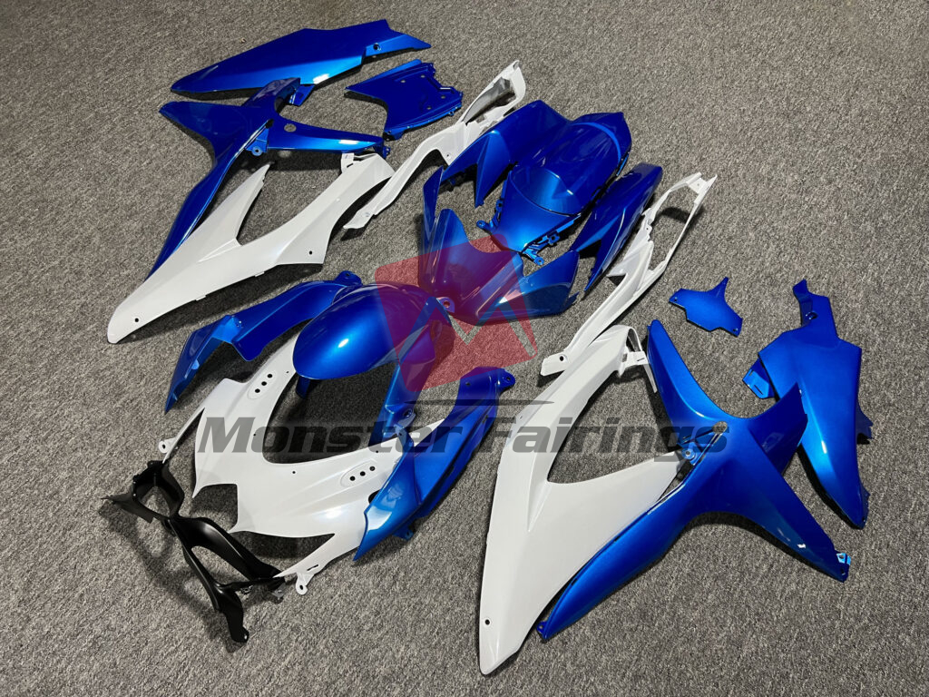 Suzuki GSXR custom ABS fairings 2008 - 2010 in Gloss Blue & White - durable replacement kit, Monster Fairings