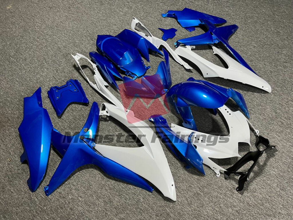 Gloss Blue & White ABS fairings for Suzuki GSXR 600 - 750 2008 - 2010 - premium OEM fit kit by Monster Fairings
