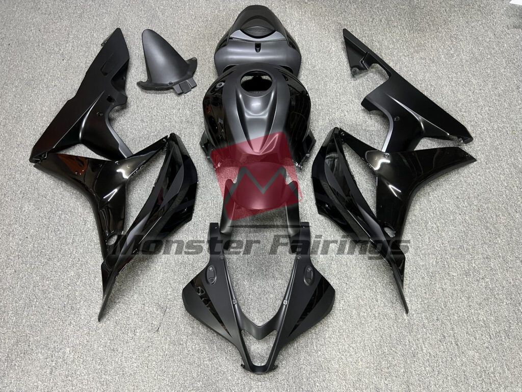 Honda CBR600RR 2007 - 2008 Matte and Gloss Black ABS fairings - custom motorcycle bodywork kit by Monster Fairings