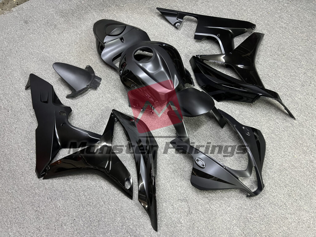 Honda CBR600RR custom ABS fairings 2007 - 2008 in Matte and Gloss Black - durable replacement kit, Monster Fairings