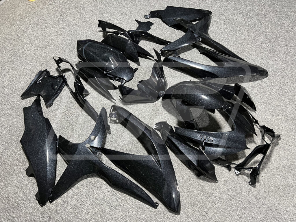 2008 - 2010 Suzuki GSXR 600 - 750 Gloss Black White Pearl Flakes fairing set - ABS injection, custom painted by Monster Fairings