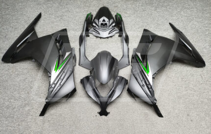 Kawasaki Ninja 300 2013-2022 Matte Black with Green & Silver ABS Fairings | Monster Fairings