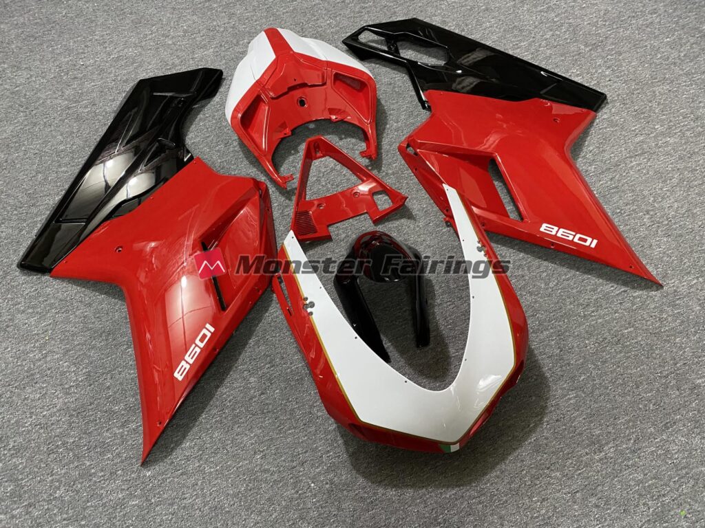 Black Red White ABS fairings for Ducati 848 1098 1198 2007 - 2012 - premium OEM fit kit by Monster Fairings