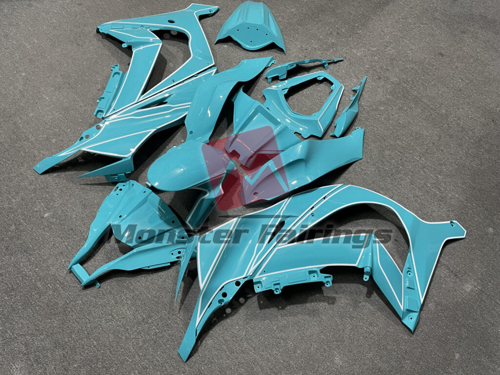 Kawasaki ZX10R custom ABS fairings 2011 - 2015 in Gloss Teal White - durable replacement kit, Monster Fairings