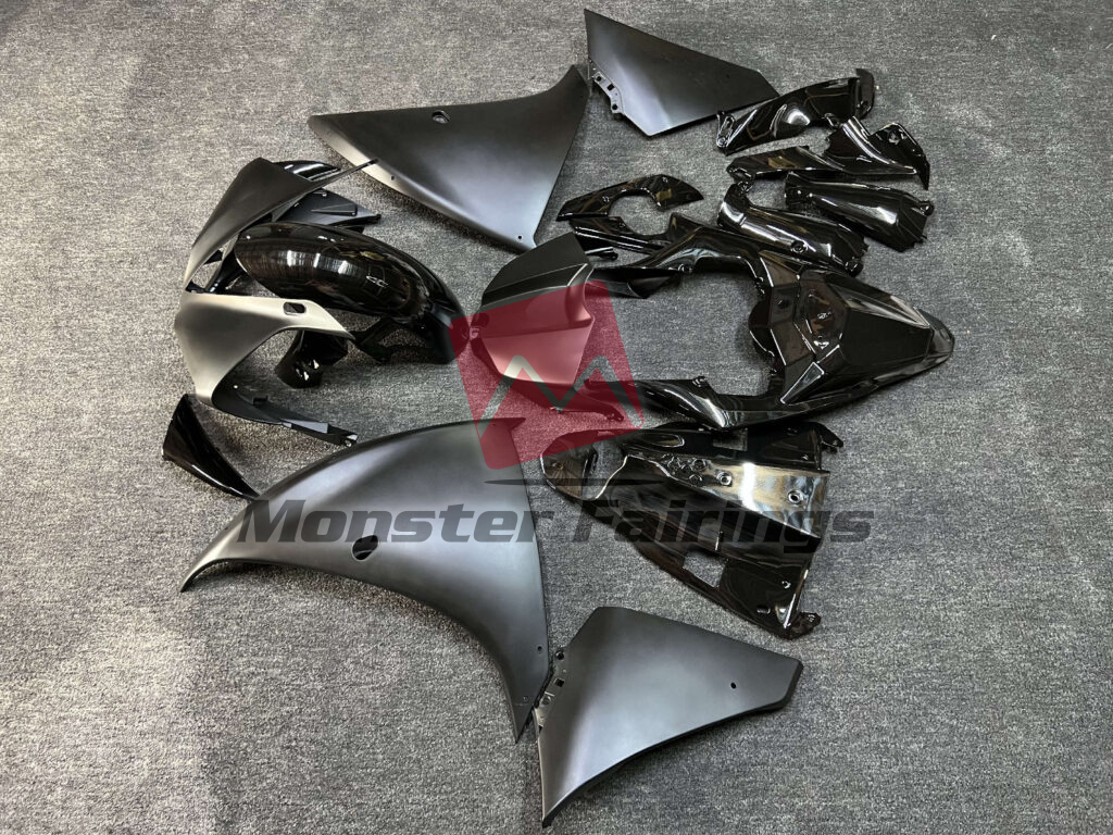 2009 - 2011 Yamaha R1 Gloss & and Matte Black fairing set - ABS injection, custom painted by Monster Fairings