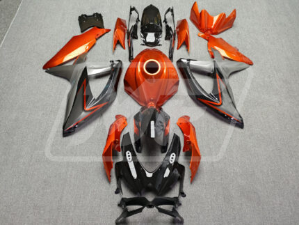 Suzuki GSXR 600-750 2008-2010 Gloss Black & Burnt Orange with Gray ABS Fairings | Monster Fairings