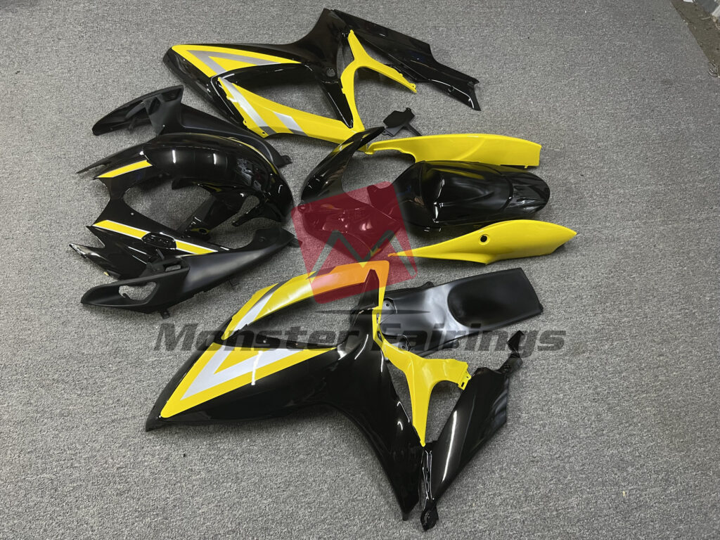2006 - 2007 Suzuki GSXR 600 - 750 Black Yellow OEM Style fairing set - ABS injection, custom painted by Monster Fairings
