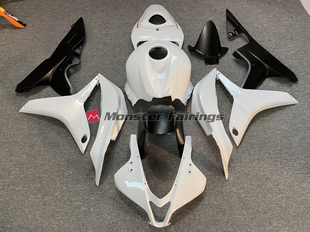 Honda CBR600RR 2007 - 2008 Clean White Black ABS fairings - custom motorcycle bodywork kit by Monster Fairings