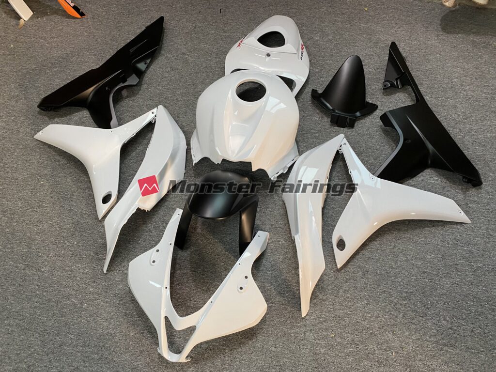 Honda CBR600RR custom ABS fairings 2007 - 2008 in Clean White Black - durable replacement kit, Monster Fairings