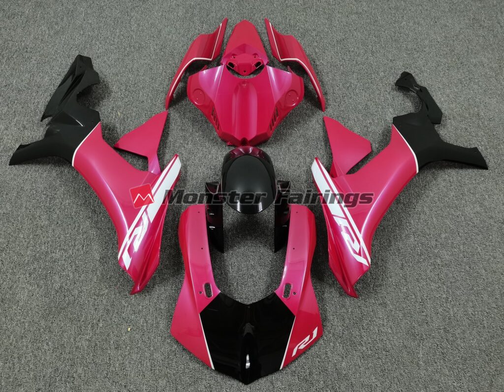 Yamaha R1 2015 - 2019 Hot Pink and Black ABS fairings - custom motorcycle bodywork kit by Monster Fairings