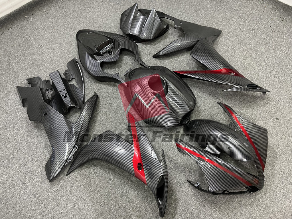 Carbon Fiber Style with Red ABS fairings for Yamaha R1 2004 - 2006 - premium OEM fit kit by Monster Fairings