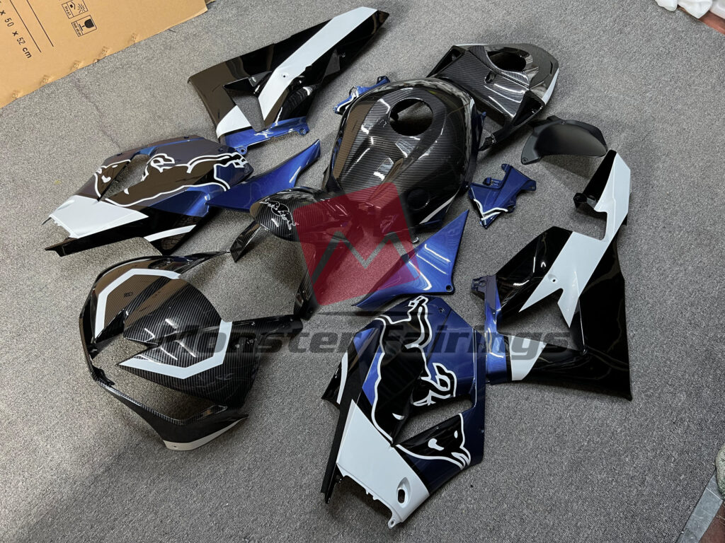 Honda CBR600RR custom ABS fairings 2013 - 2025 in Custom Blue Carbon Style Bull - durable replacement kit, Monster Fairings