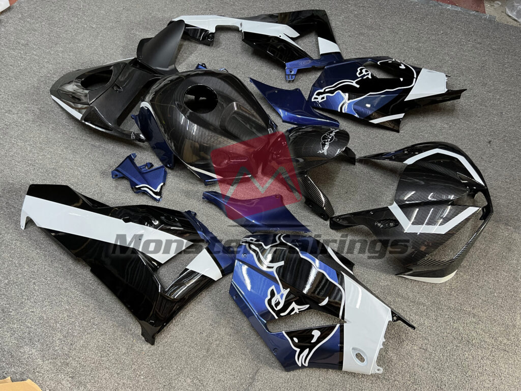 Custom Blue Carbon Style Bull ABS fairings for Honda CBR600RR 2013 - 2025 - premium OEM fit kit by Monster Fairings