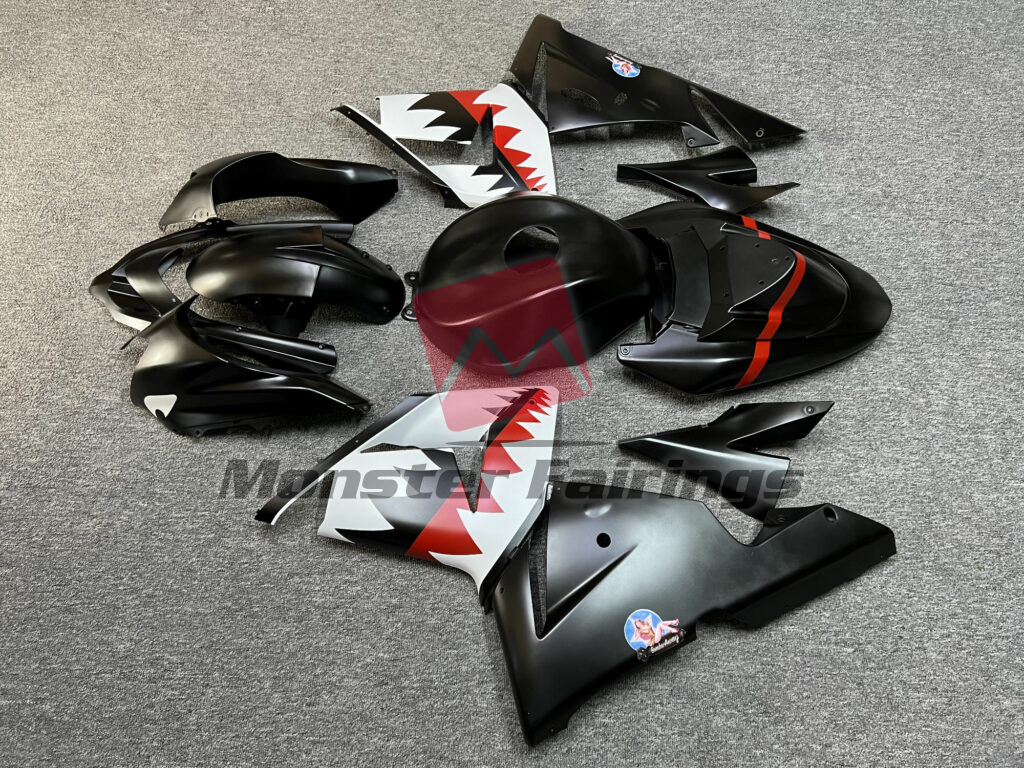2004 - 2005 Kawasaki ZX10R Matte Black Betty Bomber fairing set - ABS injection, custom painted by Monster Fairings