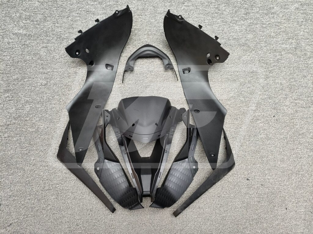 Kawasaki ZX6R 2013 - 2018 ABS fairings, Gloss Black Nardo Grey & White - high - quality motorcycle kit by Monster Fairings