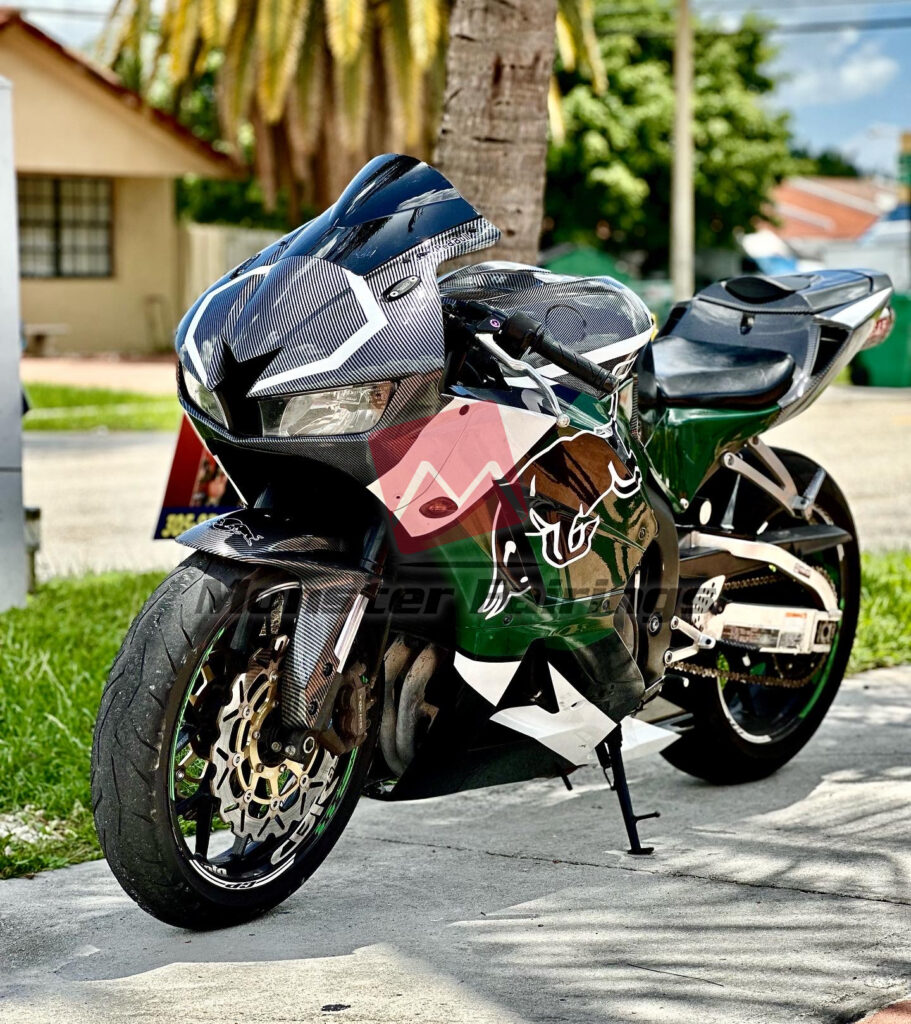 Monster Fairings ABS fairing kit for Honda CBR600RR 2013 - 2025 - Custom Green Carbon Style Bull, precise OEM fit