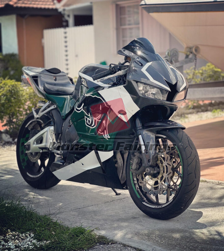 Honda CBR600RR 2013 - 2025 ABS fairings, Custom Green Carbon Style Bull - high - quality motorcycle kit by Monster Fairings