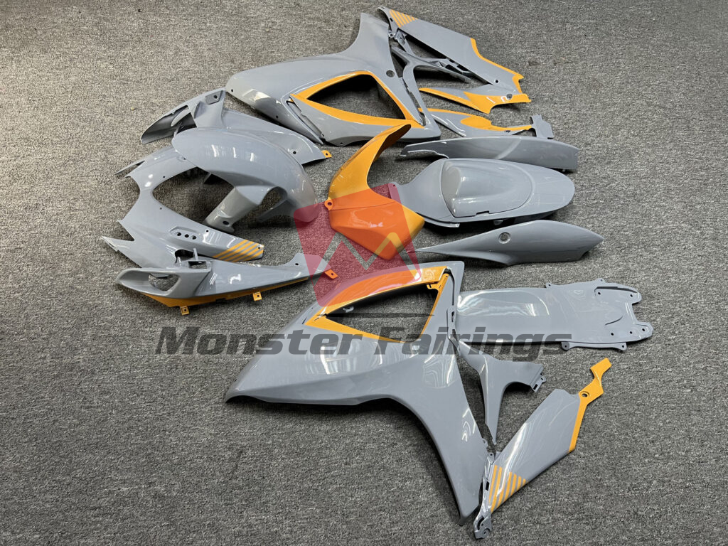 2006 - 2007 Suzuki GSXR 600 - 750 Gloss Nardo Gray with Orange fairing set - ABS injection, custom painted by Monster Fairings