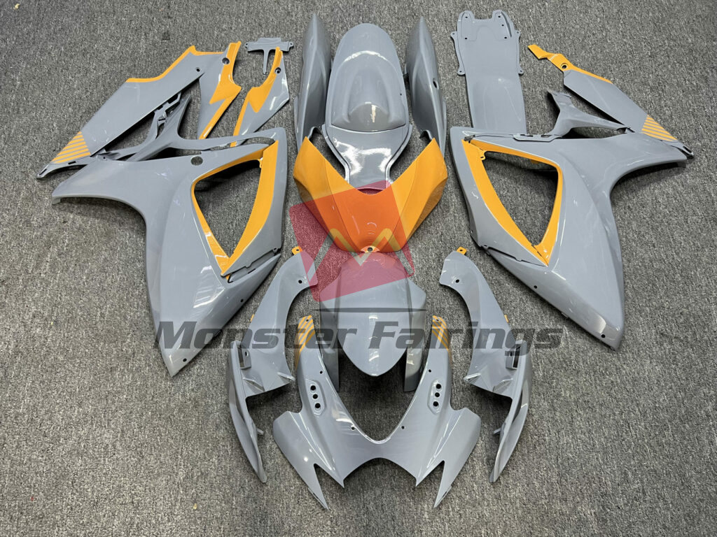 Suzuki GSXR 600 - 750 2006 - 2007 Gloss Nardo Gray with Orange ABS fairings - custom motorcycle bodywork kit by Monster Fairings
