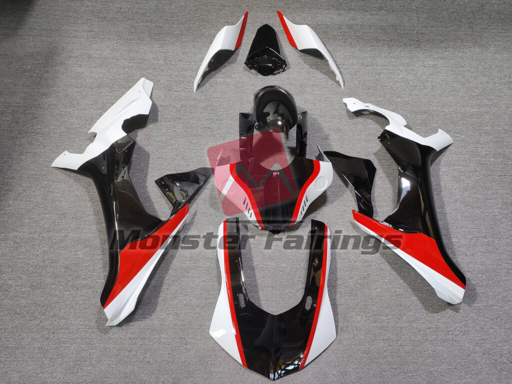 Yamaha R1 2015 - 2019 Gloss Red Black White ABS fairings - custom motorcycle bodywork kit by Monster Fairings
