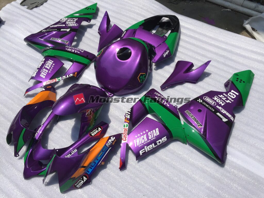 Purple and Green Trickstar ABS fairings for Kawasaki ZX10R 2004 - 2005 - premium OEM fit kit by Monster Fairings