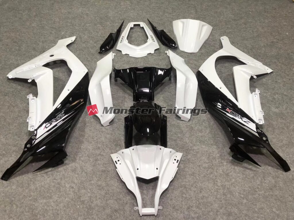 Kawasaki ZX10R 2011 - 2015 Gloss White & Black ABS fairings - custom motorcycle bodywork kit by Monster Fairings