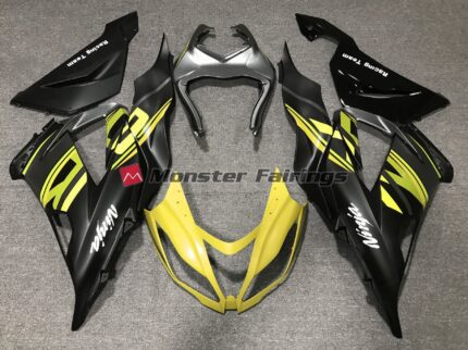 Kawasaki ZX6R 2013 - 2018 Gloss Black with Yellow ABS fairings - custom motorcycle bodywork kit by Monster Fairings