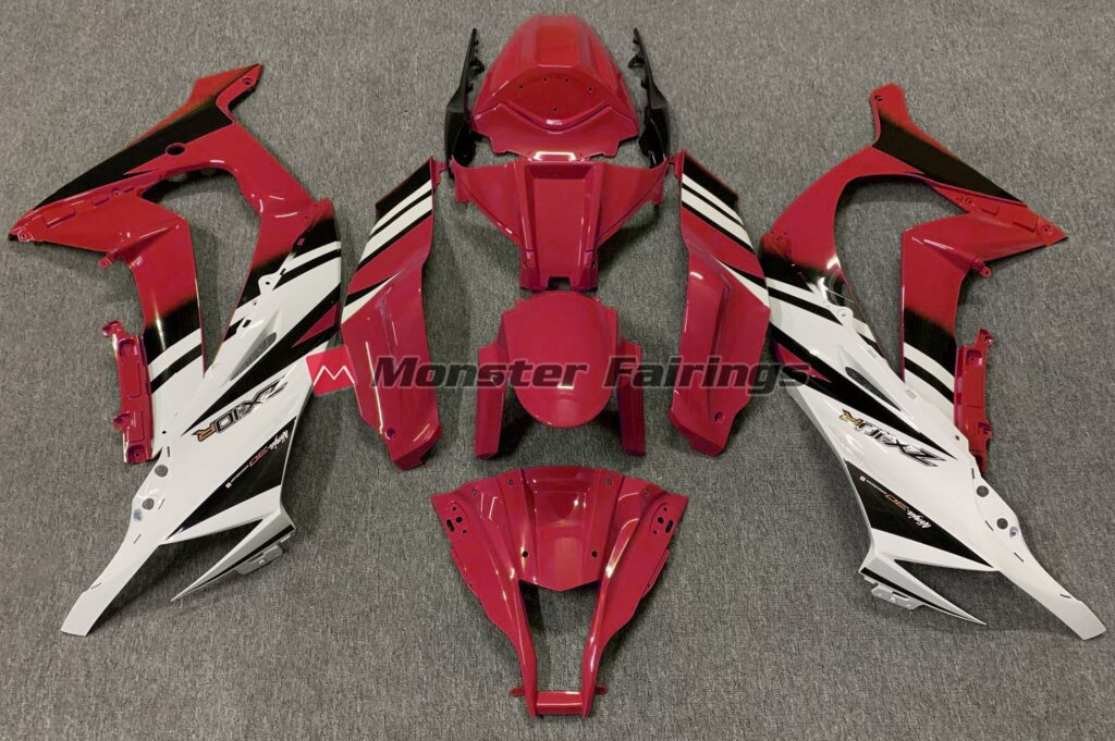 Kawasaki ZX10R 2011 - 2015 Gloss Red White ABS fairings - custom motorcycle bodywork kit by Monster Fairings