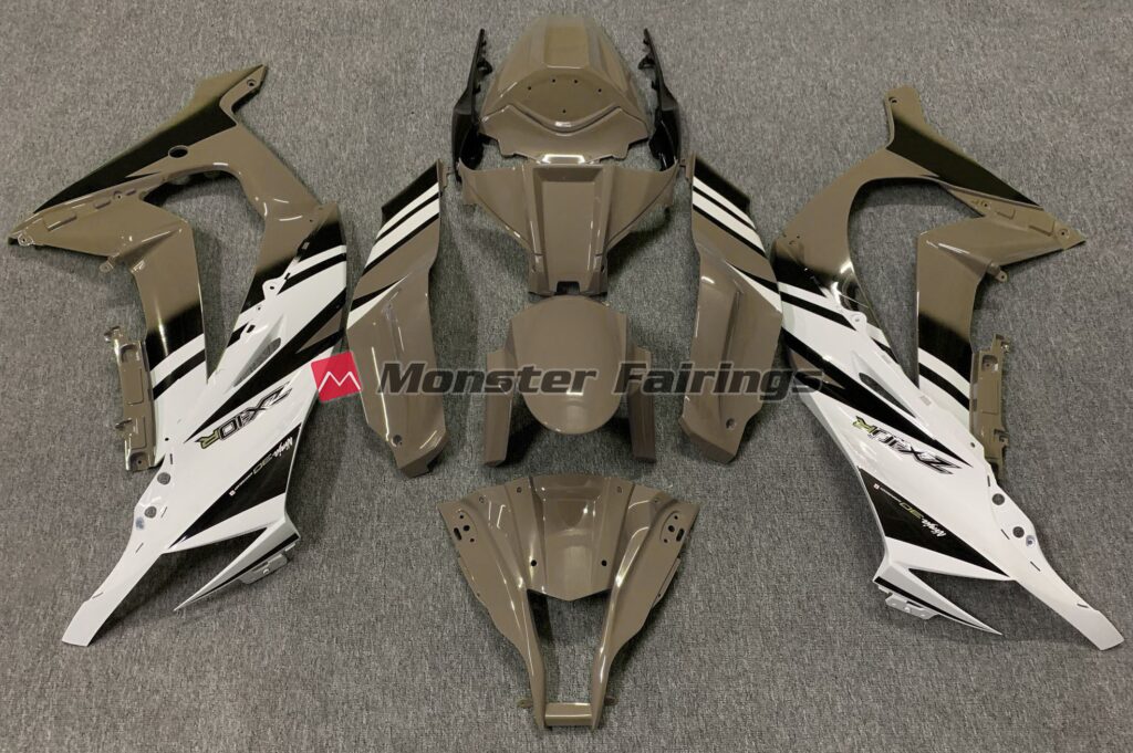 Kawasaki ZX10R 2011 - 2015 Gloss Brown White ABS fairings - custom motorcycle bodywork kit by Monster Fairings