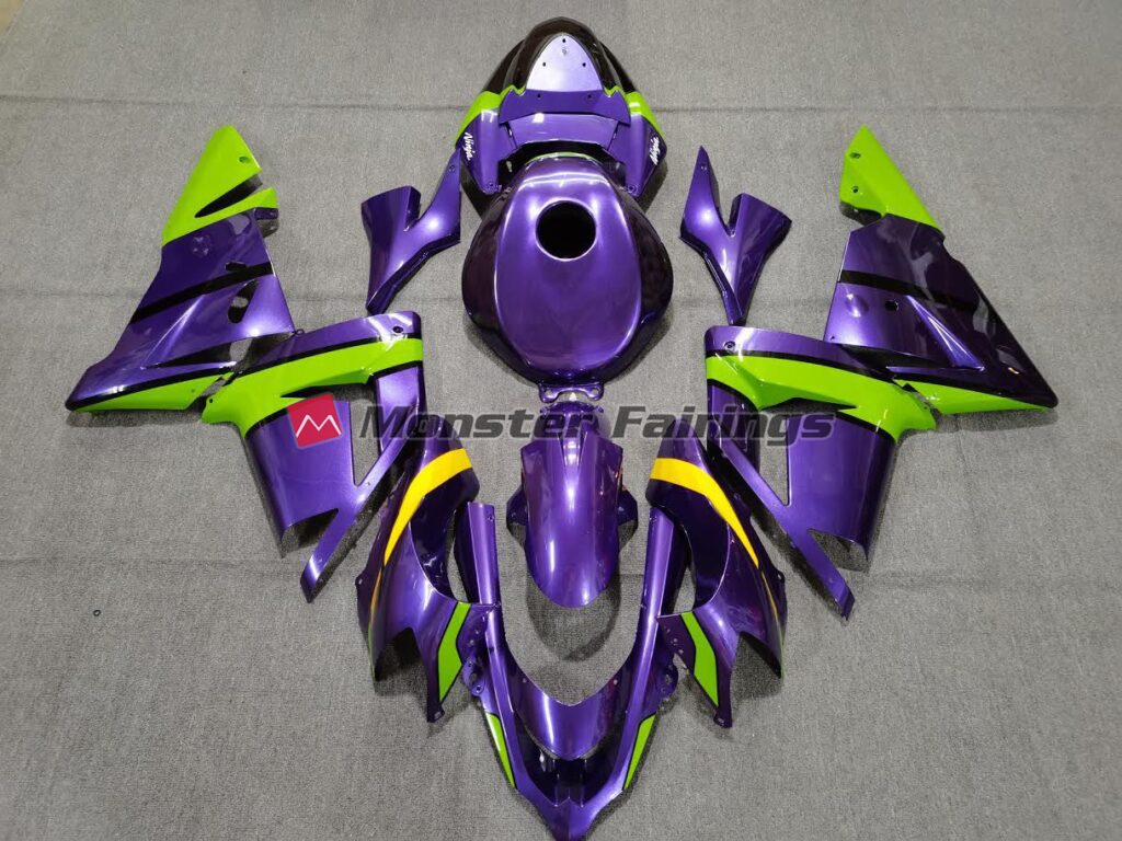 Kawasaki ZX10R 2004 - 2005 Purple Green Yellow ABS fairings - custom motorcycle bodywork kit by Monster Fairings