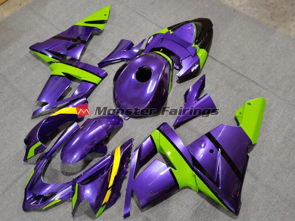 Kawasaki ZX10R custom ABS fairings 2004 - 2005 in Purple Green Yellow - durable replacement kit, Monster Fairings