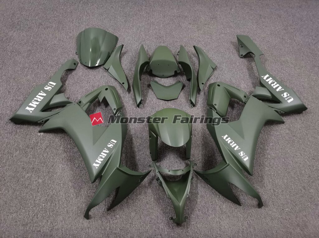 Kawasaki ZX10R 2008 - 2010 US Army Matte Green ABS fairings - custom motorcycle bodywork kit by Monster Fairings